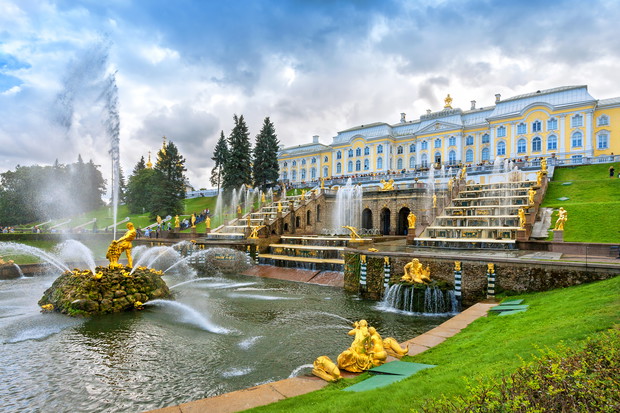 Grand cascade in Peterhof, Saint-Petersburg, Russia.