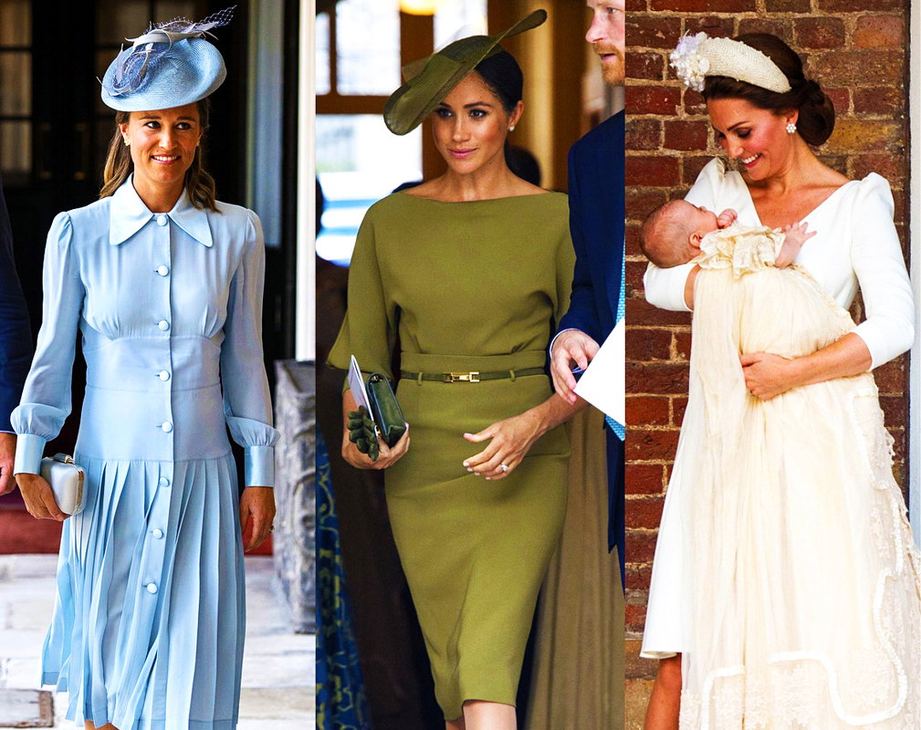 stylizacje na chrzcie księcia Louisa, księżna Meghan, księżna Kate, Pippa Middleton