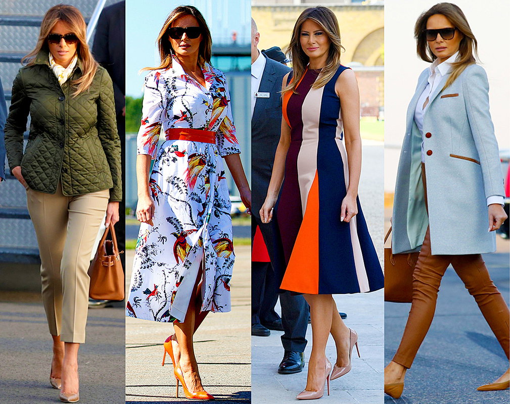 Melania Trump w podróży, stylizacje 2018
