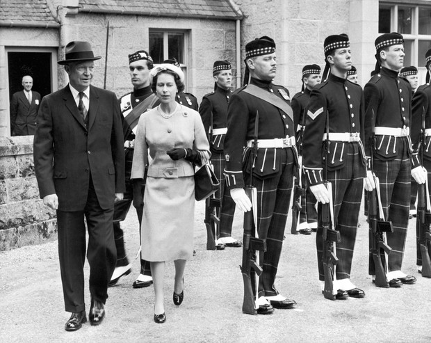 The Queen with President Eisenhower at Balmoral. 28th August 1959.
