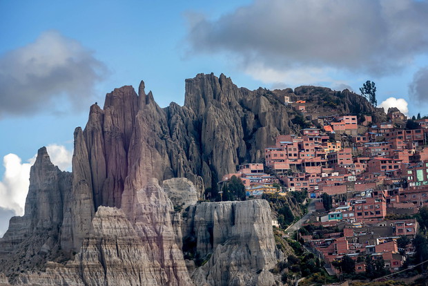 Houses near Moon Valley in La Paz, Bolivia