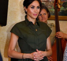 księżna Meghan w zielonej sukience