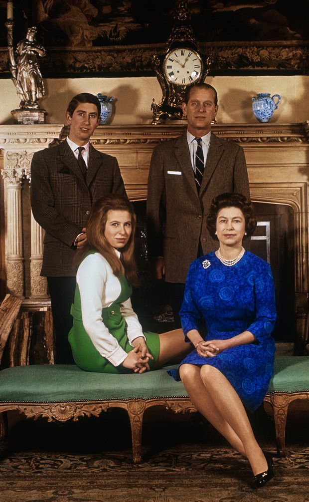 Queen Elizabeth II Posing with Her Family