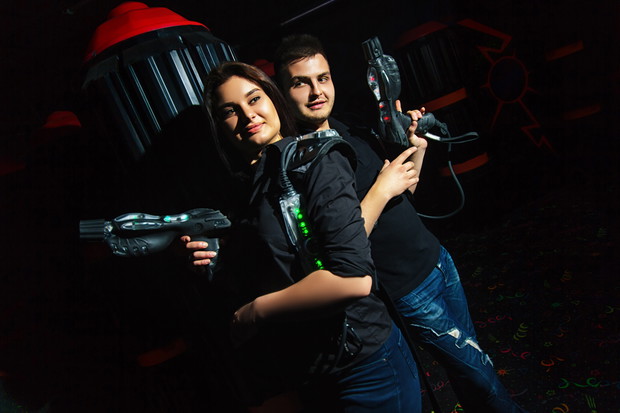 Laser tag girl and guy