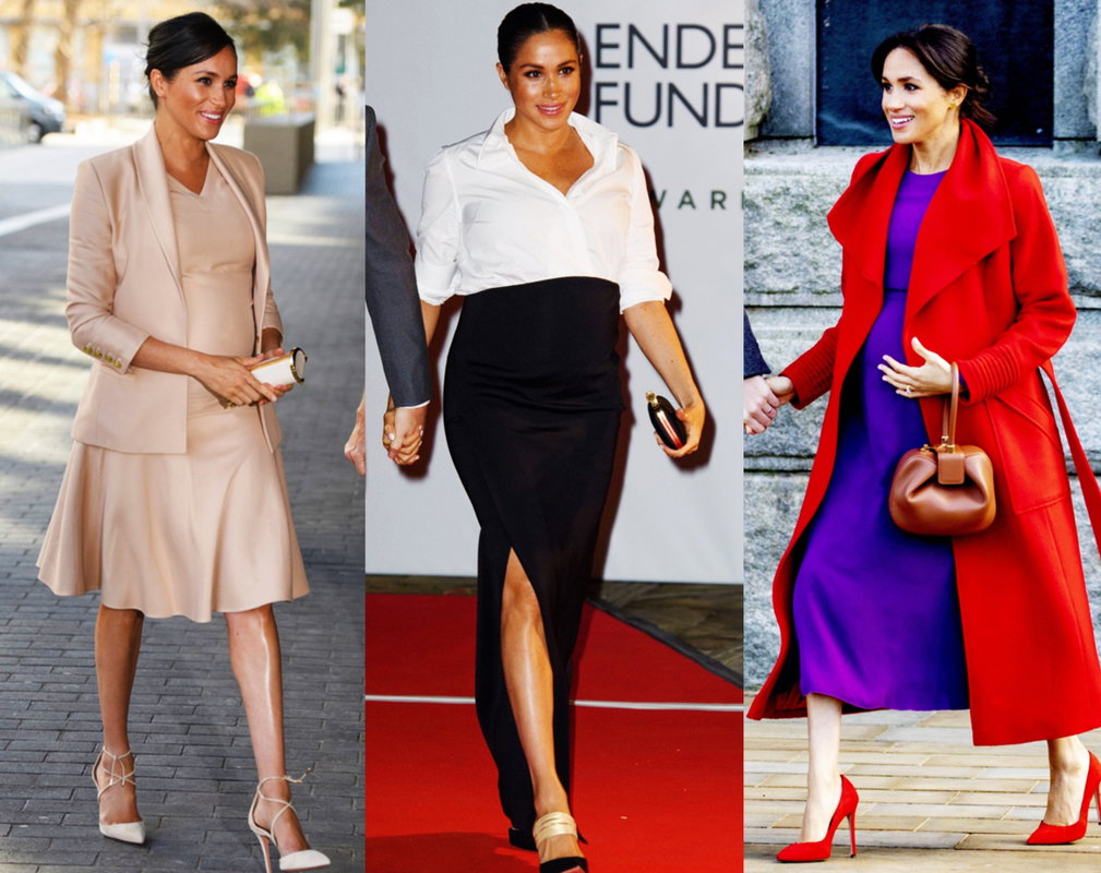 ciążowe stylizacje, księżna Meghan