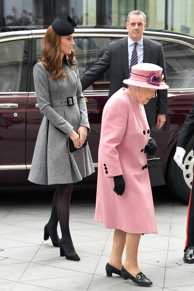 Queen Elizabeth II And The Duchess Of Cambridge Visit King's College London