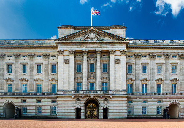 Buckingham Palace Facade On A Bright Sunny Day.