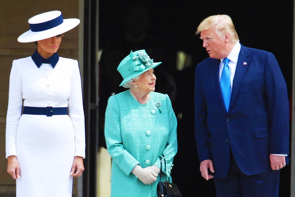 Spotkanie Donalda Trumpa z królową Elżbietą II, Donald Trump, królowa Elżbieta II, Melania Trump