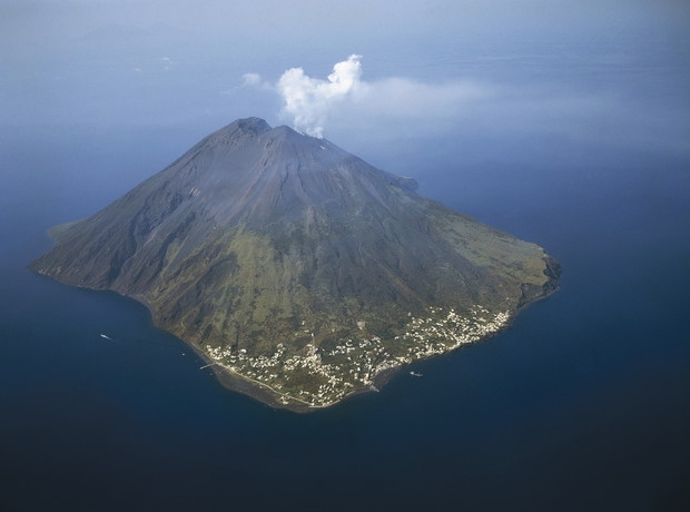 Aerial view of Stromboli island, Aeolian islands