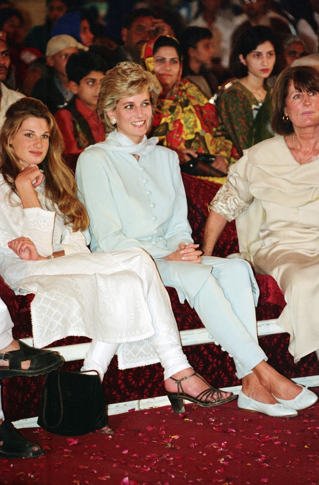 Diana, Princess of Wales with Jemima Khan and Annabel Goldsm