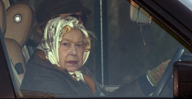 The Queen driving at Sandringham