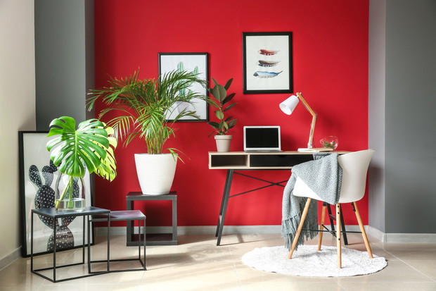 Interior of modern room with comfortable workplace
