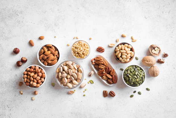 Various Nuts in bowls