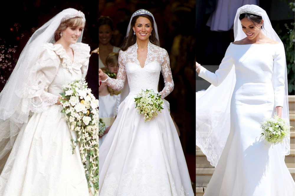 suknie ślubne księżnej Diany, księżnej Kate księżnej Meghan