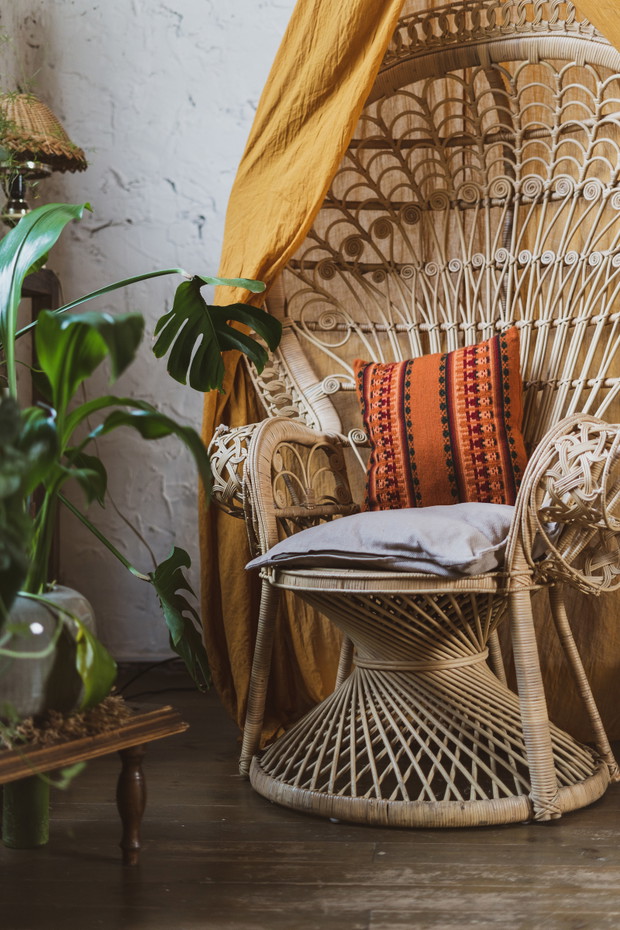 Cozy house with room in boho style interior