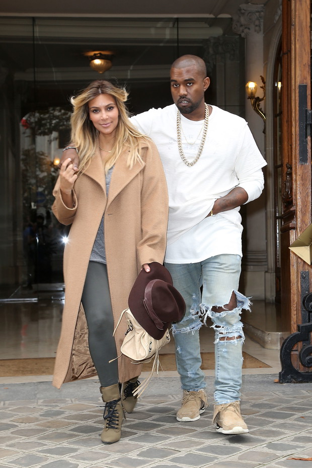 Kim Kardashian & Kanye West Sighting In Paris