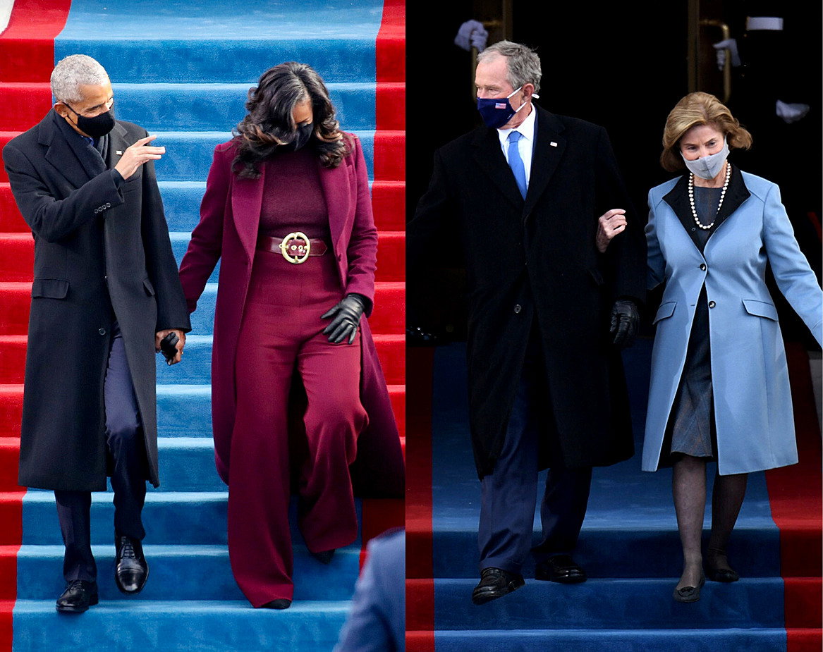 Zaprzysiężenie Joe Bidena, Barack Obama, Michelle Obama, George W. Bush, Laura Bush, 20