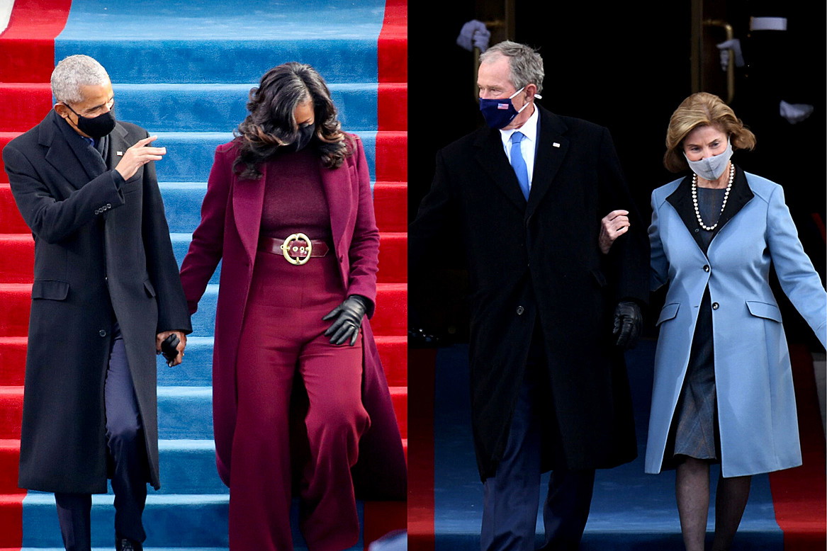 Zaprzysiężenie Joe Bidena, Barack Obama, Michelle Obama, George W. Bush, Laura Bush, 20