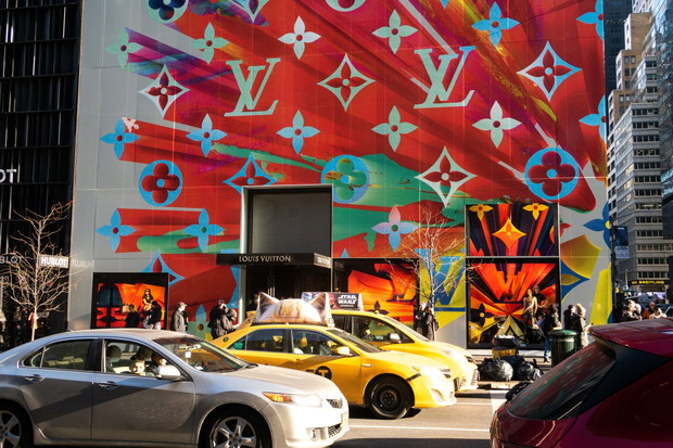 Louis Vuitton Store Facade with Holiday Decorations, NYC