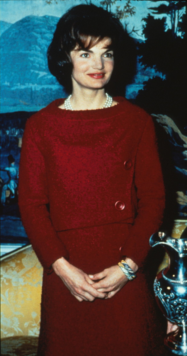 First Lady Jacqueline Kennedy Wears A Chez Ninon Two Piece Day Dress February