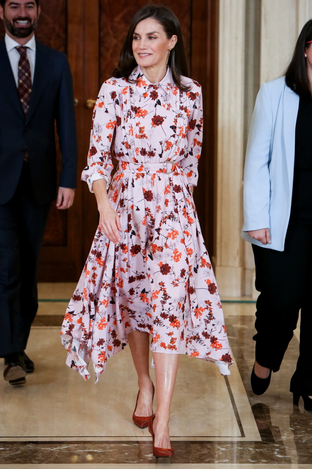 Queen Letizia Of Spain  Attends Audiences At Zarzuela Palace