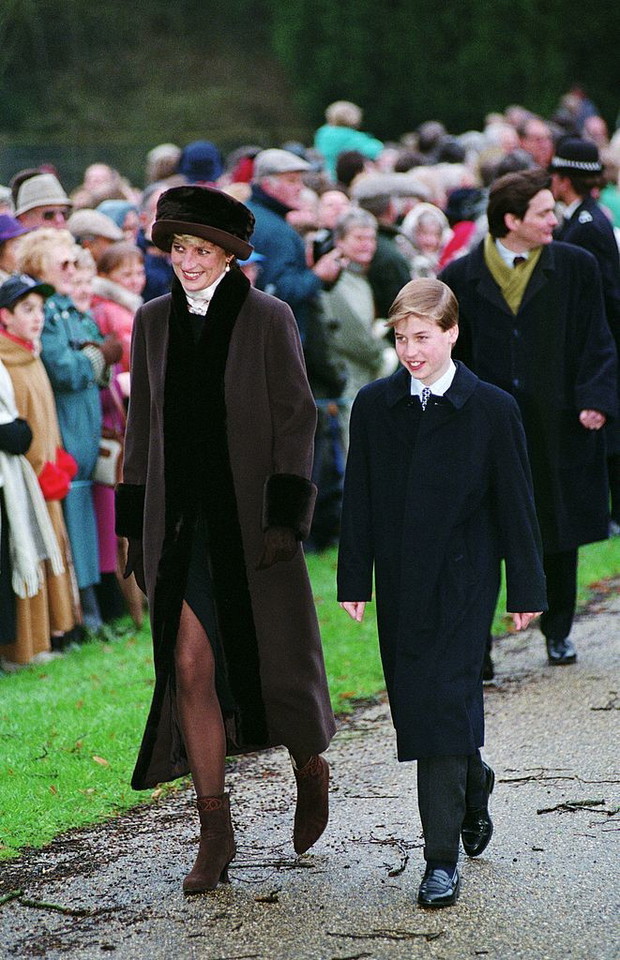 Diana, Princess of Wales and Prince William attending Christ