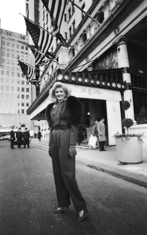 Ivana Trump poses outside the Plaza Hotel, 1988