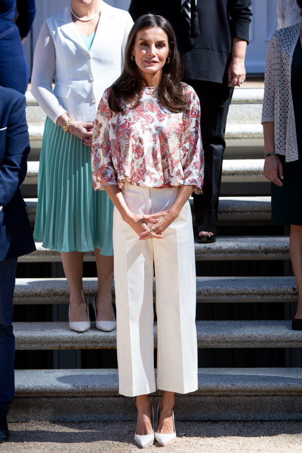 Queen Letizia of Spain Attend Audiences At Zarzuela Palace