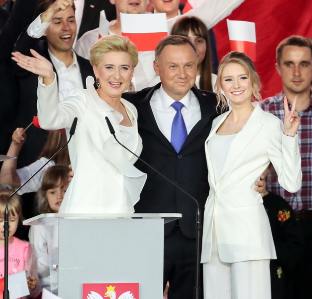 Wieczór wyborczy Andrzeja Dudy, 12.07.2020 Kinga Duda, Andrzej Duda, Agata Kornhauser-Duda