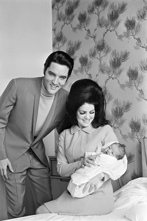 Elvis Presley With Wife And Newborn
