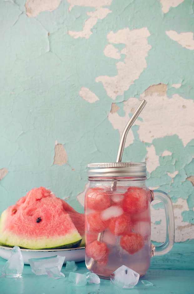 Watermelon drink in glasses with slices of watermelon