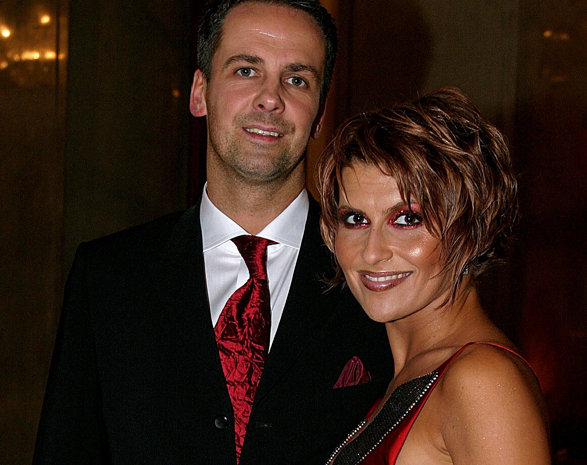 Katarzyna Skrzynecka, Zbigniew Urbański, Warszawa, pokaz kolekcji Teresy Rosati, 24.11.2003 rok