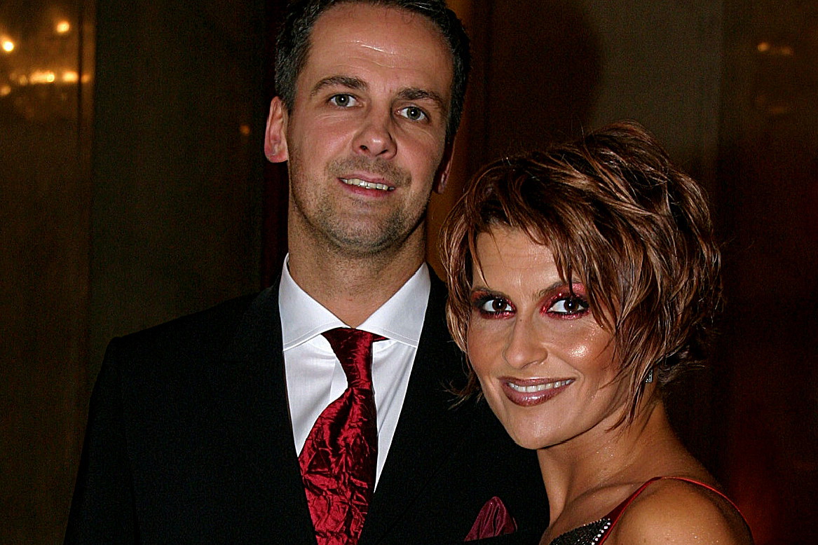 Katarzyna Skrzynecka, Zbigniew Urbański, Warszawa, pokaz kolekcji Teresy Rosati, 24.11.2003 rok