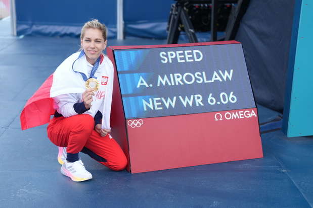 Aleksandra Mirosław, Francja, 07.08.2024. Igrzyska Olimpijskie Paris 2024. Wspinaczka sportowa - wejscie na czas