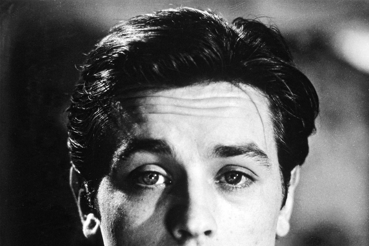 Portrait of French Actor Alain Delon, c.1960 (b/w photo)