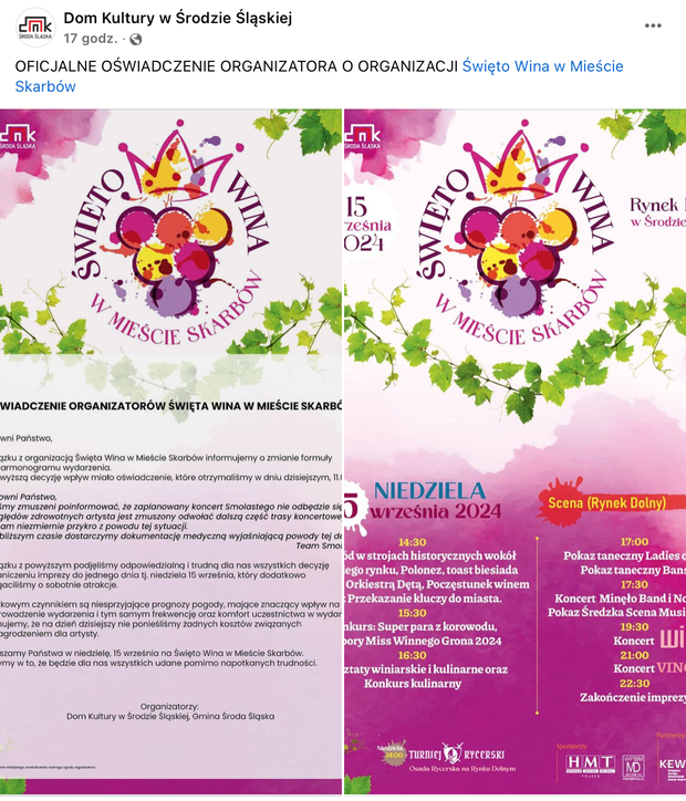 Oświadczenie organizatorów, team Smolasty, Środa Śląska