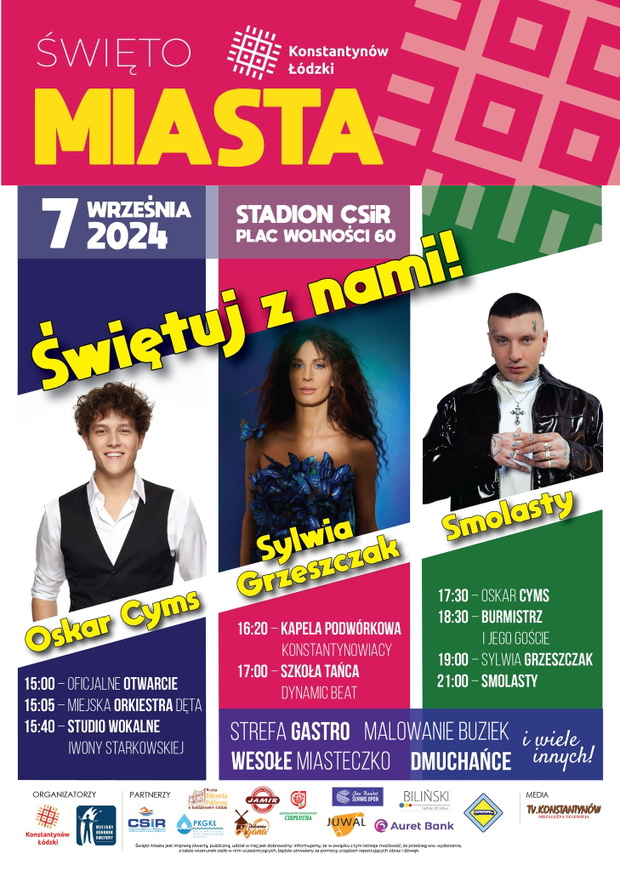 Plakat zapowiadający Dni Konstantynowa Łódzkiego z udziałem Smolastego
