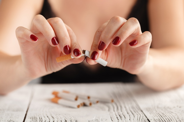 Breake down cigarette.Quitting from addiction concept.