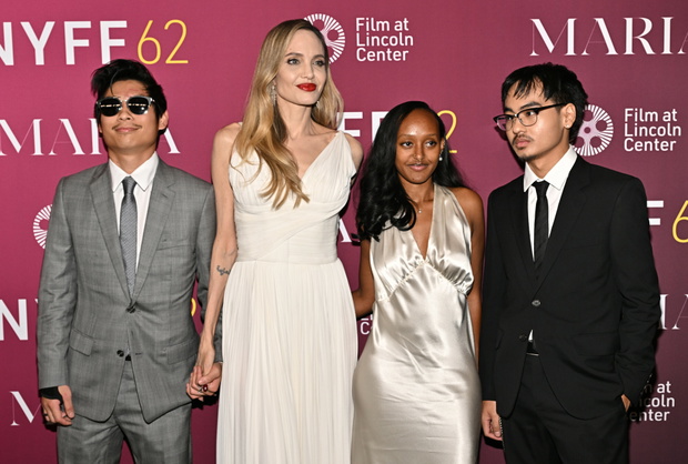 Pax Thien Jolie-Pitt, Angelina Jolie, Zahara Marley Jolie i  Maddox Chivan Jolie-Pitt, New York Film Festival, 62. festiwal filmowy w Nowym Jorku, 2024