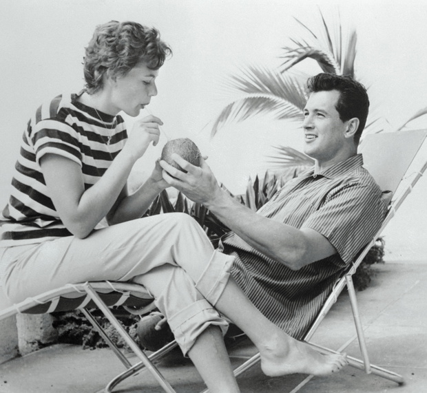 Rock Hudson and Wife During Honeymoon