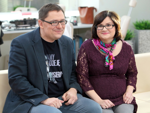 Tomasz Terlikowski, Małgorzata Terlikowska, plan „Dzień Dobry TVN”, Warszawa, 31.10.2013 r.