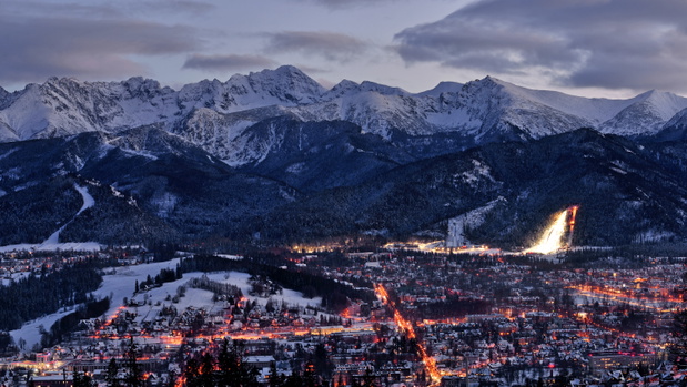 Zakopane- widok na Tatry.