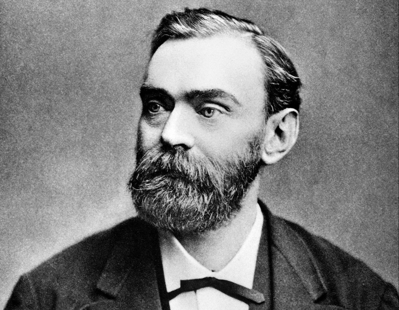 Alfred Nobel, portrait. Alfred Bernhard Nobel (1833-1896) was a Swedish chemist, engineer, inventor, businessman and philanthropist, who is most famous for funding the Nobel Prize.