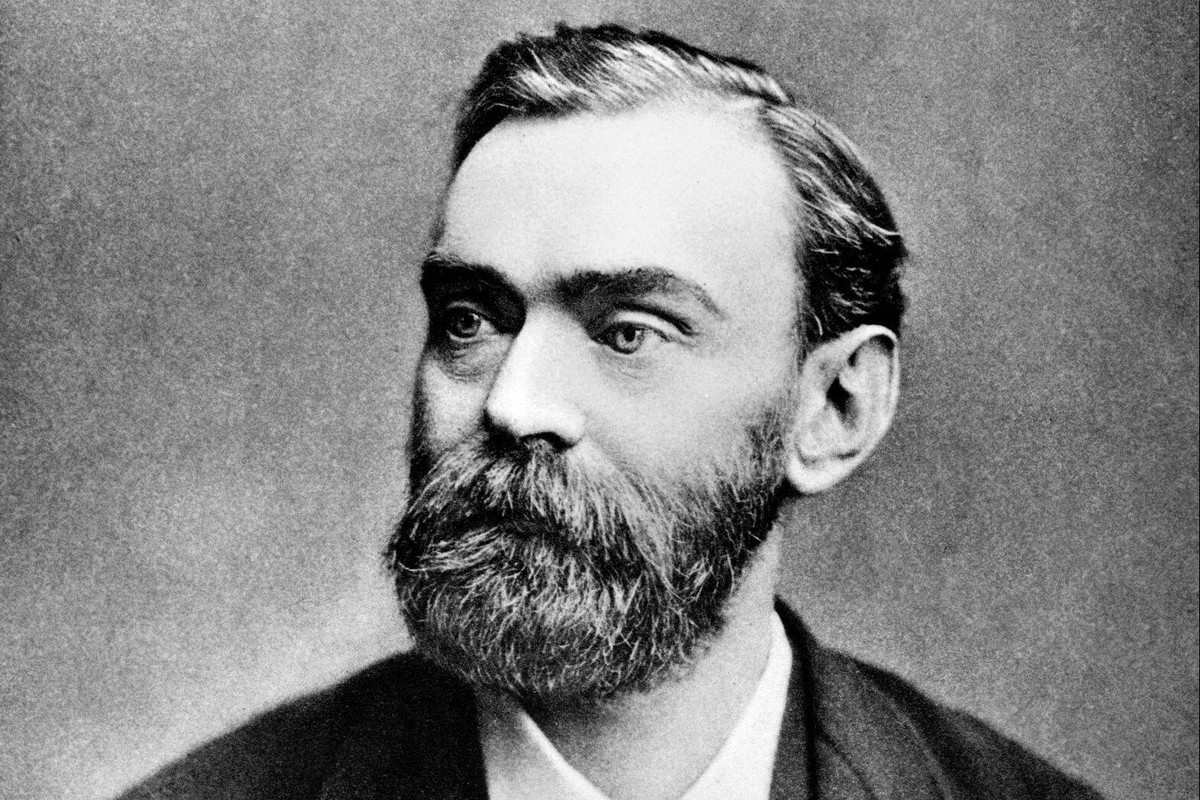 Alfred Nobel, portrait. Alfred Bernhard Nobel (1833-1896) was a Swedish chemist, engineer, inventor, businessman and philanthropist, who is most famous for funding the Nobel Prize.