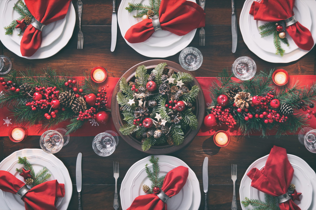 Christmas holidays table setting concept
