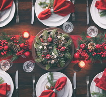 Christmas holidays table setting concept
