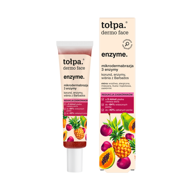 tołpa dermo face enzyme. mikrodermabrazja 3 enzymy cena ok. 45 zł (40 ml) tubka + kartonik