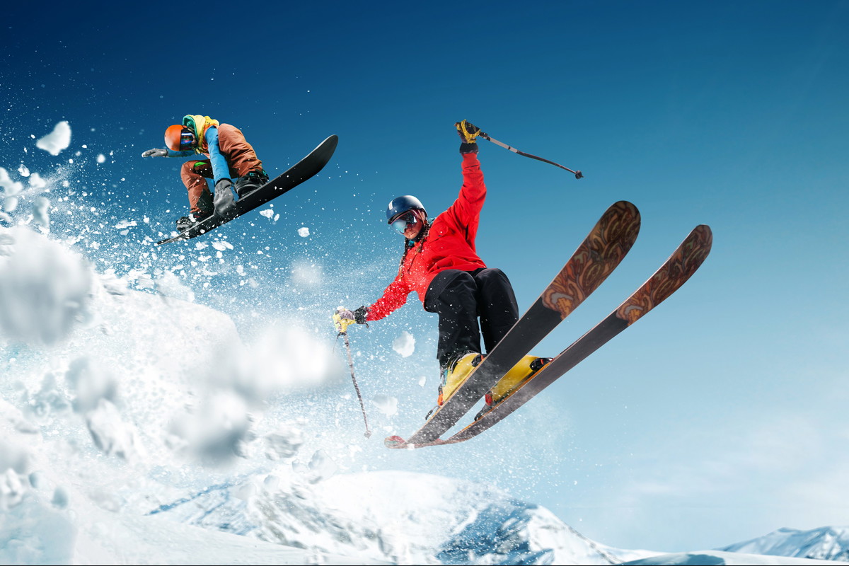 Skiing. Snowboarding. Extreme winter sports