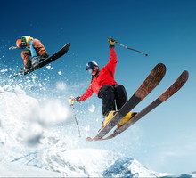 Skiing. Snowboarding. Extreme winter sports