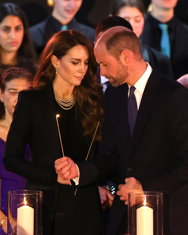 Książę William i księżna Kate. Londyn. Ceremonia upamiętniająca 80. rocznicę wyzwolenia Auschwitz-Birkenau